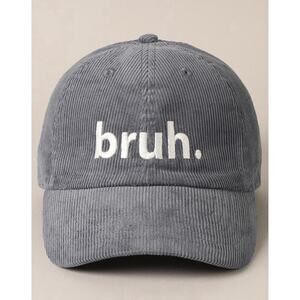 Y2K Unisex Hat Corduroy Bruh Cap Embroidered Trucker Gray Adjustable OSFM